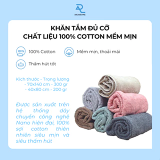 Khăn Tắm đủ cỡ 40x80cm, 70x140cm, 100% Cotton Mềm Mịn Thấm Hút Không Phai Màu