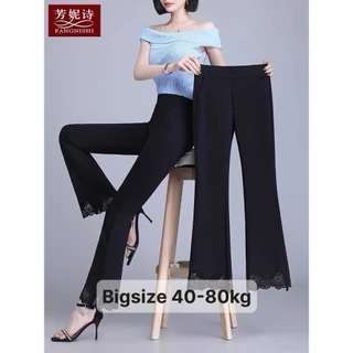 Quần tây nữ ống loe cạp cao có bigsize 40- 75kg ôm dáng vải co dãn cực đẹp- Mã 666A