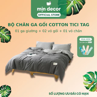 Bộ Chăn Ga Gối Cotton Tici Tag Mịn Decor Phối Màu Basic Thanh Lịch - Hỗ Trợ Bo Chun, Làm Phủ