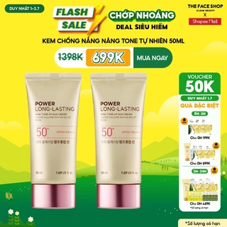 [VOUCHER 50K][DUY NHẤT 1.7] Combo 2 Kem Chống Nắng Thefaceshop Power Long Pink Tone Up Spf50++ 50Mlx2