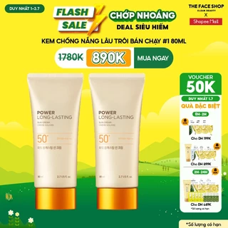 [VOUCHER 50K][DUY NHẤT 1.7] Combo 2 Kem Chống Nắng Lâu Trôi THE FACE SHOP Natural Sun Eco Power Spf50+  80Ml