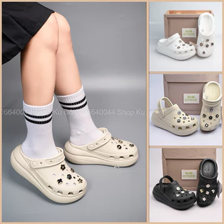 Dép cross classic crush unisex đế cao 5.2 cm, dép crocs đế cao, tặng kèm 10 stickers ngẫu nhiên