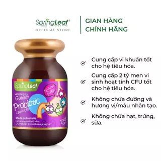 Kẹo dẻo hỗ trợ tiêu hóa cung cấp lợi khuẩn, cân bằng đường ruột cho bé SpringLeaf Gummy Probiotic 40 viên