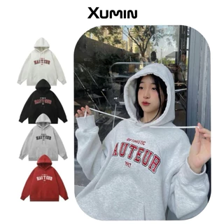 Áo Hoodie Nỉ Bông Form Rộng Nam Nữ Unisex Dáng Oversize Xám Tiêu In Chữ HAUTE 1987