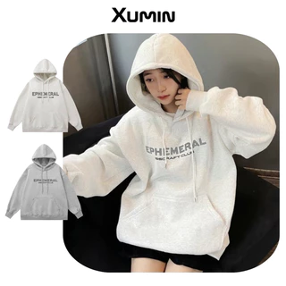 Áo Hoodie Nỉ Bông Form Rộng Nam Nữ Unisex Dáng Oversize Xám Tiêu In Chữ EPH