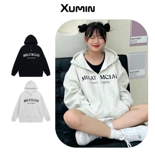 Áo Hoodie ZIP Nỉ Bông Form Rộng Nam Nữ Unisex Dáng Oversize Xám Tiêu In Chữ Favorite ( Hoodie Zip Nỉ Bông )