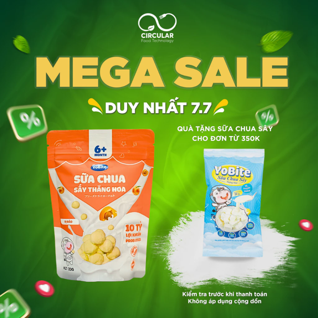 [Phiên bản mới] Sữa Chua Sấy Khô Cho Bé - YoBite Kids - Vị Đào - 20gr - Ăn dặm - Hỗ trợ tiêu hoá - Tăng sức đề kháng