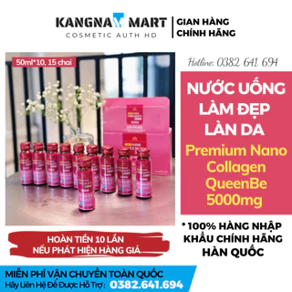 Nước Uống Đẹp Da Premium Nano Collagen QueenBe 5000mg Nhập Khẩu Hàn Quốc, Làm Đẹp Làn Da Từ Sâu Bên Trong (50ml*10chai)