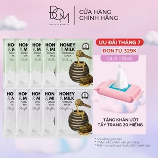 Combo 10 miếng mặt nạ BOM Honey & Milk Soothing Cicadula Mask Mặt Nạ Làm Dịu và Dưỡng Da Mềm Mại 25g