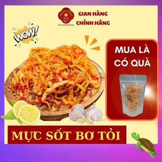 Mực sốt bơ tỏi, mực sợi sốt bơ tỏi, mực tẩm gia vị, khô mực, mực khô nhà làm ăn vặt đặc sản khô Đà Nẵng MANA FOODS