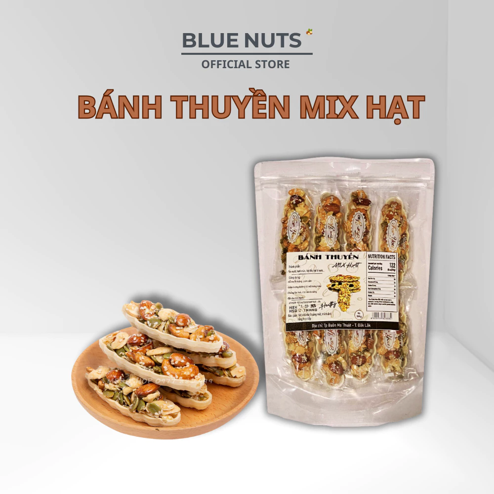 Bánh Thuyền Mix Hạt Dinh Dưỡng 500g - Bánh Hạt Dinh Dưỡng Thơm Giòn, Ngon Miệng, Cho Mọi Lứa Tuổi | Blue Nuts.