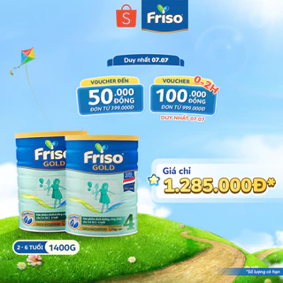 Combo 2 Lon Sữa Bột Friso Gold 4 1400g (Dành Cho Trẻ Từ 2 - 6 Tuổi)