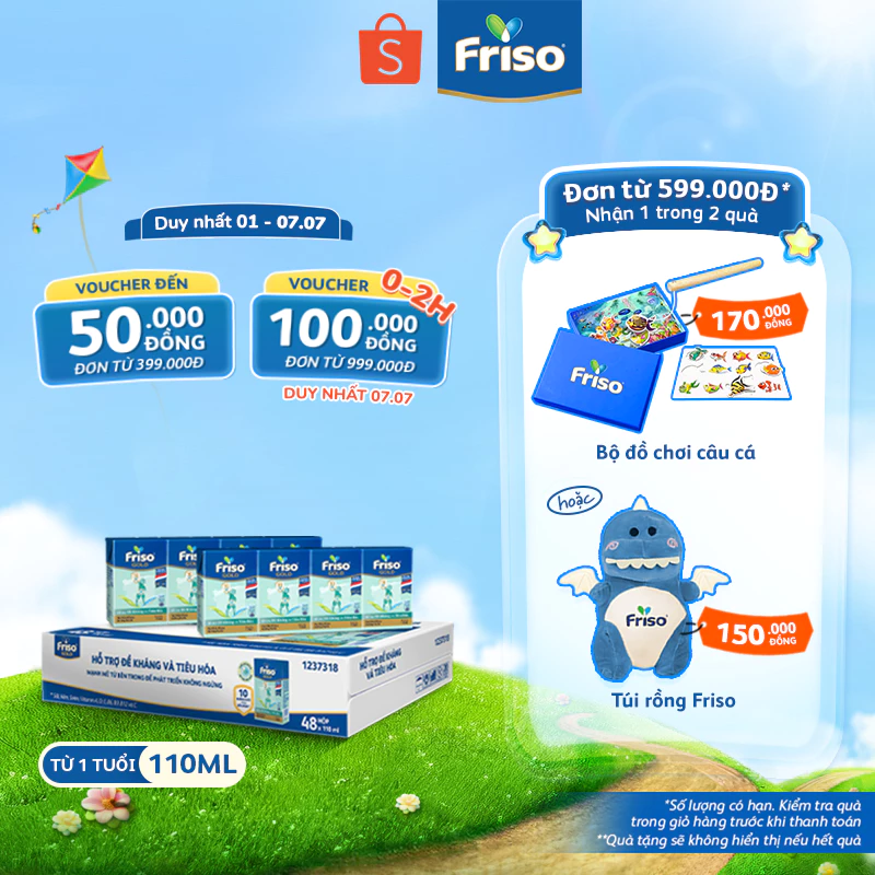 Thùng 48 hộp Sữa uống dinh dưỡng Friso Gold (110ml/hộp)