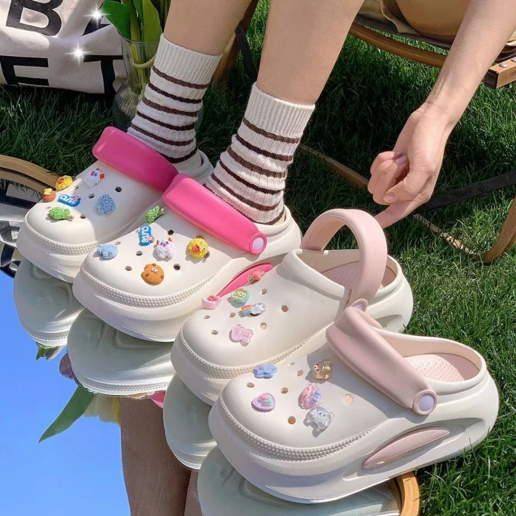 Dép sục nữ màu pastel đế 5cm tặng kèm sticker xinh xắn form bánh mì đi siêu êm siêu nhẹ dép nữ tăng chiều cao
