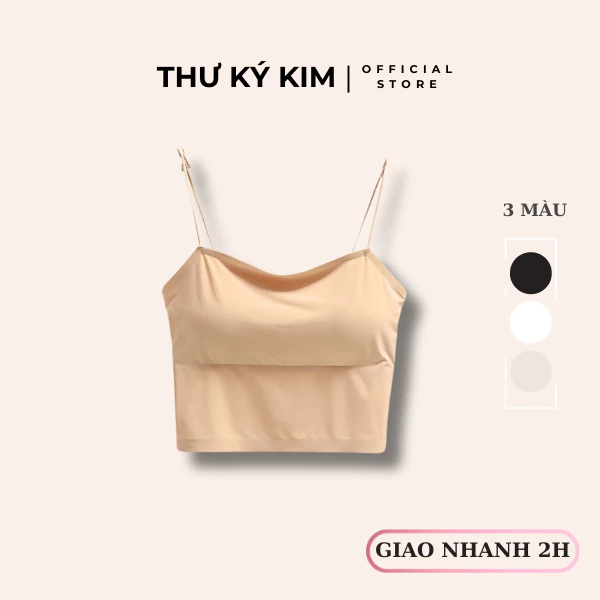 Áo lá su mịn 2 dây mảnh áo bra có mút liền cao cấp dáng croptop siêu mịn mát