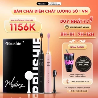 Combo 2 bộ bàn chải điện Brushie cho cặp đôi, máy đánh răng 5 chế độ phù hợp cho cả người niềng răng