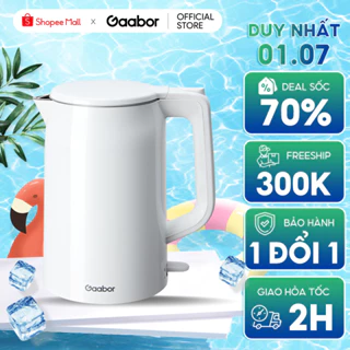 Bình đun nước siêu tốc 2L Gaabor EK20M-WH01A công suất 1500W cao cấp ấm đun inbox 304 cách nhiệt