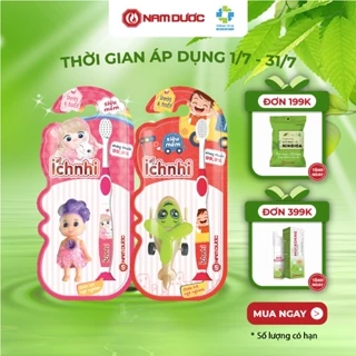 Bàn chải đánh răng cao cấp Ích Nhi cho trẻ em (dưới 6 tuổi) kèm đồ chơi cho bé, lông siêu mềm mịn, kháng khuẩn 99.9%