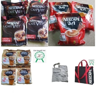 [FREESHIP XTRA] NESCAFE Bịch đỏ - Cafe sữa đá NÂU - Bịch xanh - LY CỐC