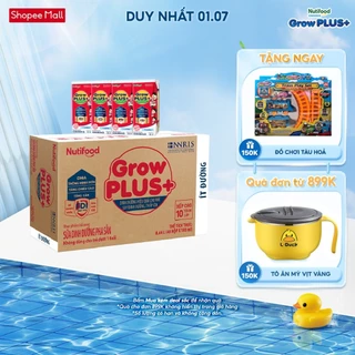 Thùng Sữa Bột Pha Sẵn Nutifood GrowPLUS+ ít đường Suy Dinh Dưỡng  - Tăng Cân, Tăng Chiều Cao (48 Hộp x 180m