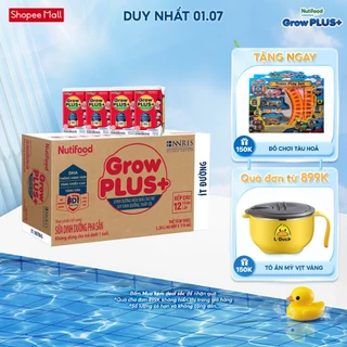 Thùng Sữa Bột Pha Sẵn Nutifood GrowPLUS+ ít đường Suy Dinh Dưỡng - Trên 1 Tuổi - Tăng Cân, Tăng Chiều Cao (48 Hộp x 110m