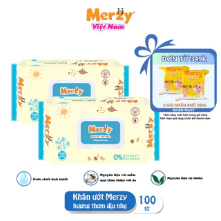 [Đơn 349k tặng 2 Khăn khô 250g]Khăn Ướt Trẻ Em MERZY Dịu Nhẹ Kháng Khuẩn KHÔNG MÙI HƯƠNG 100 Tờ