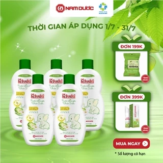 Combo 5 chai Nước tắm gội thảo dược Ích Nhi (0-3 tuổi) bảo vệ bé suốt 24h ngừa rôm sảy, hăm da, mẩn ngứa- Chai 230ml