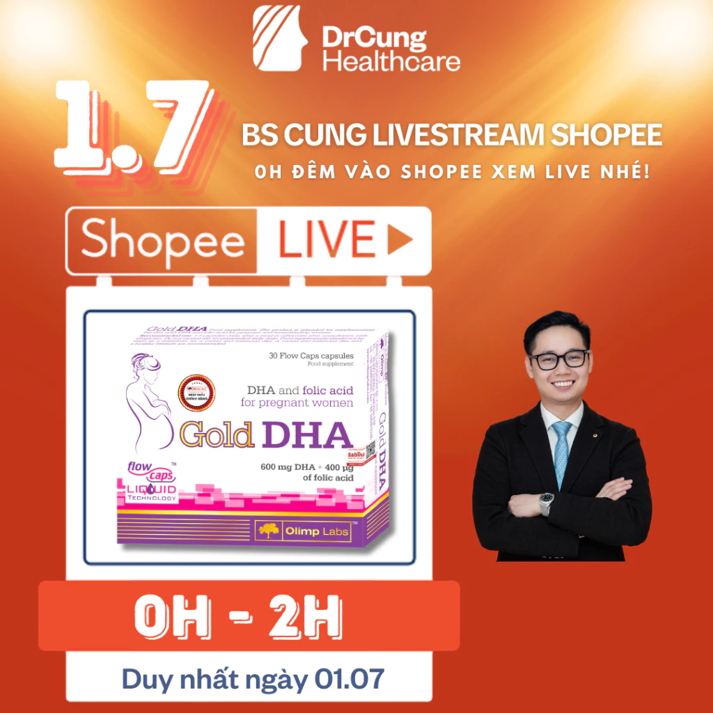 Bác Sĩ Cung Gold DHA Sabina - Viên Uống Bổ Sung DHA Bầu, Acid Folic Phụ Nữ Có Thai Và Sau Sinh (Hộp 30 Viên) [Chính Hãng