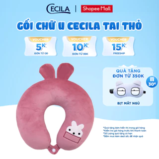 Gối chữ U Cecila tai thỏ có cúc cài sợi bông mềm mại chống mỏi vai gáy tạo cảm giác thoải mái dùng  cho văn phòng