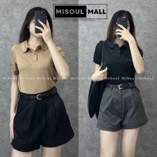 Quần Short Nữ BigSize Kèm Đai MiSoul Mall, Quần Sooc Nữ Kèm Belt Chất Liệu Kaki Hàn 196