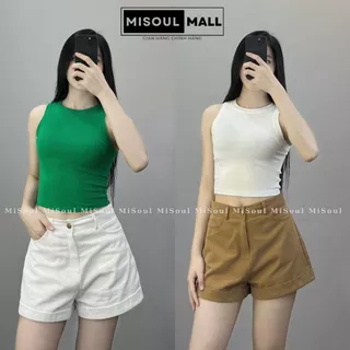 Áo Ba Lỗ Croptop Nữ Dáng Ôm Body MiSoul Mall,Áo Croptop Nữ Ba Lỗ Chất Cotton Bozip Thoáng Mát FreeSize 187