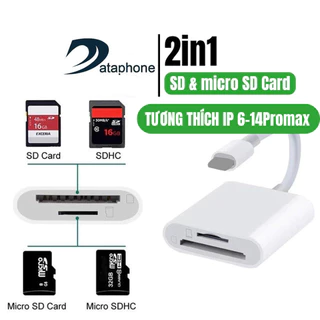 Đầu đọc thẻ nhớ máy ảnh thẻ SD Micro SD 2in1 dành cho điện thoại IP 14 trở xuống và máy tính bảng thế hệ thứ 9 trở lại