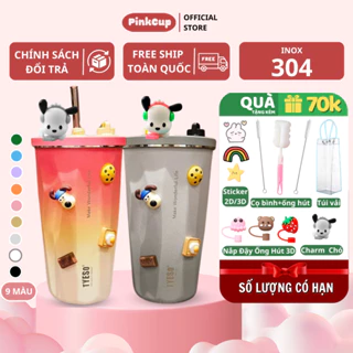 Cốc Giữ Nhiệt Tyeso, Bình Nước Giữ Nhiệt Tyeso 600ml PinkCup Nóng Lạnh Không Đổ Mồ Hôi Inox 304 Cao Cấp Chống Gỉ PC13