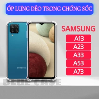 Ốp lưng Samsung A13 4G, A23,A33,A53,A73 chống sốc silicon dẻo trong, bảo vệ camera toàn diện