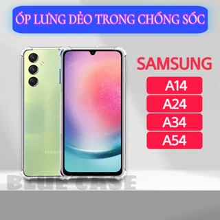 Ốp lưng Samsung A14, A24, A34, A54  4G|5G chống sốc silicon dẻo trong, bảo vệ camera toàn diện