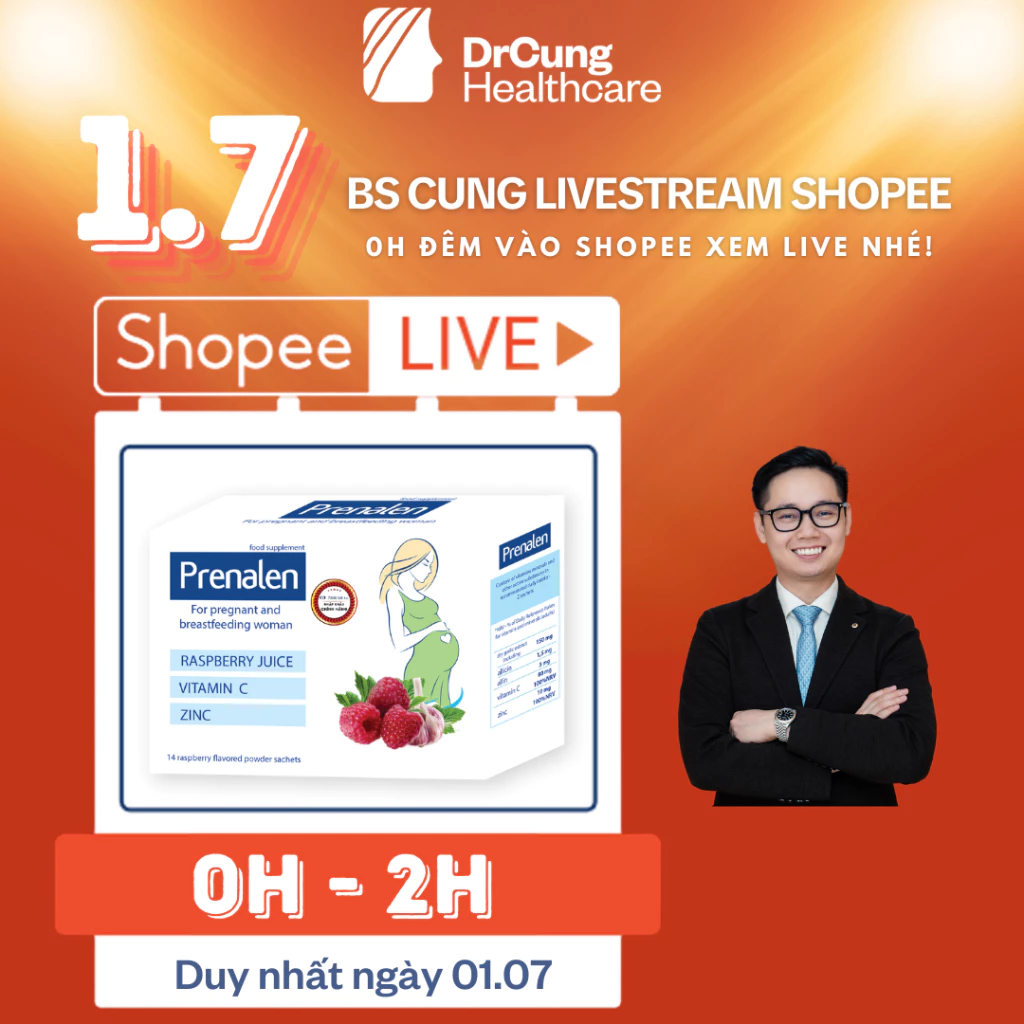 Bác Sĩ Cung Prenalen Tăng Sức Đề Kháng Cho Mẹ Bầu Và Mẹ Sau Sinh - Bổ Sung Vitamin C, Kẽm, Tăng Miễn Dịch (Hộp 14 Gói)