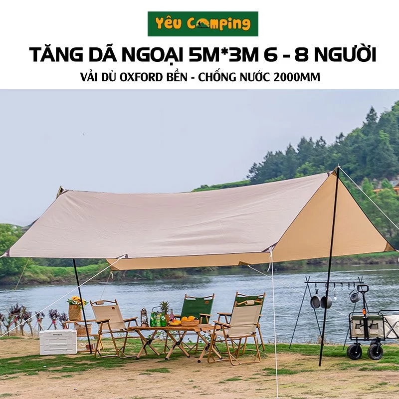 Tăng lều cắm trại, dã ngoại kích thước 5mx3m phù hợp 5-7 người