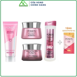 Combo Pond's Trắng Hồng Rạng Rỡ 45g (Sữa Rửa Mặt, Kem Dưỡng Ngày Và Đêm, Nước Hoa Hồng)