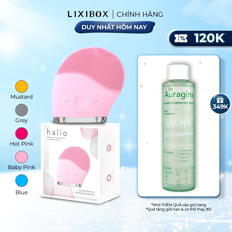 [nhập LIXI300K giảm 300k đơn từ 1Triệu]  Máy Rửa Mặt Halio Facial Cleansing & Massaging Device dành cho mọi loại da