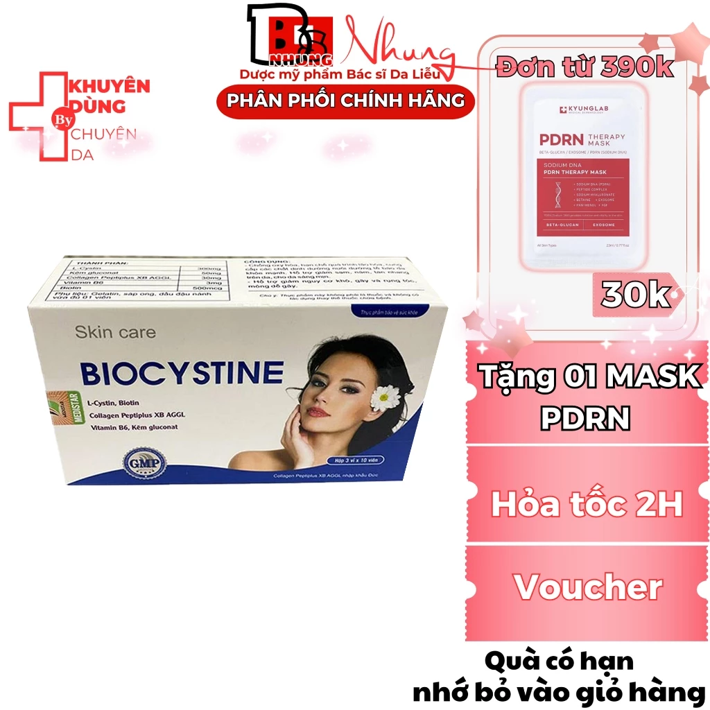 Viên uống Biocystine - viên uống hỗ trợ đẹp da, chống lão hóa, mọc tóc, mọc móng (30 viên)