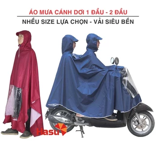 Áo mưa cánh dơi 2 đầu  - 1 đầu + Áo mưa 2 người - 1 người Vải dù ong cao cấp Siêu bền Hasu Việt Nam