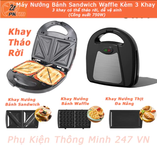 Máy Nướng Bánh Mì Sandwich Waffle 3 Mẫu Khay Tháo Rời Đa Năng Dễ Vệ Sinh Làm Đồ Ăn Sáng Tiện Lợi