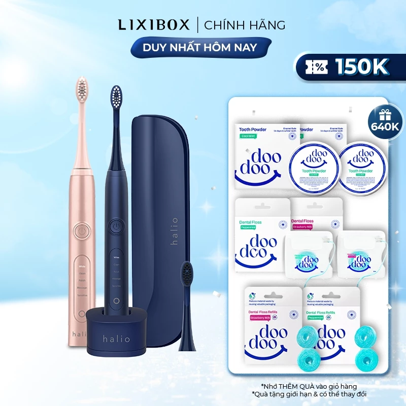 Combo Bàn Chải Điện Halio Sonic Whitening Electric (Rose & Midnight)