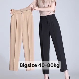 Quần Baggy Công sở nữ chun Sau  - Quần Tây nữ Chun Sau Cạp Cao Khoá Trước Có cỡ to Bigsize-mã 415A