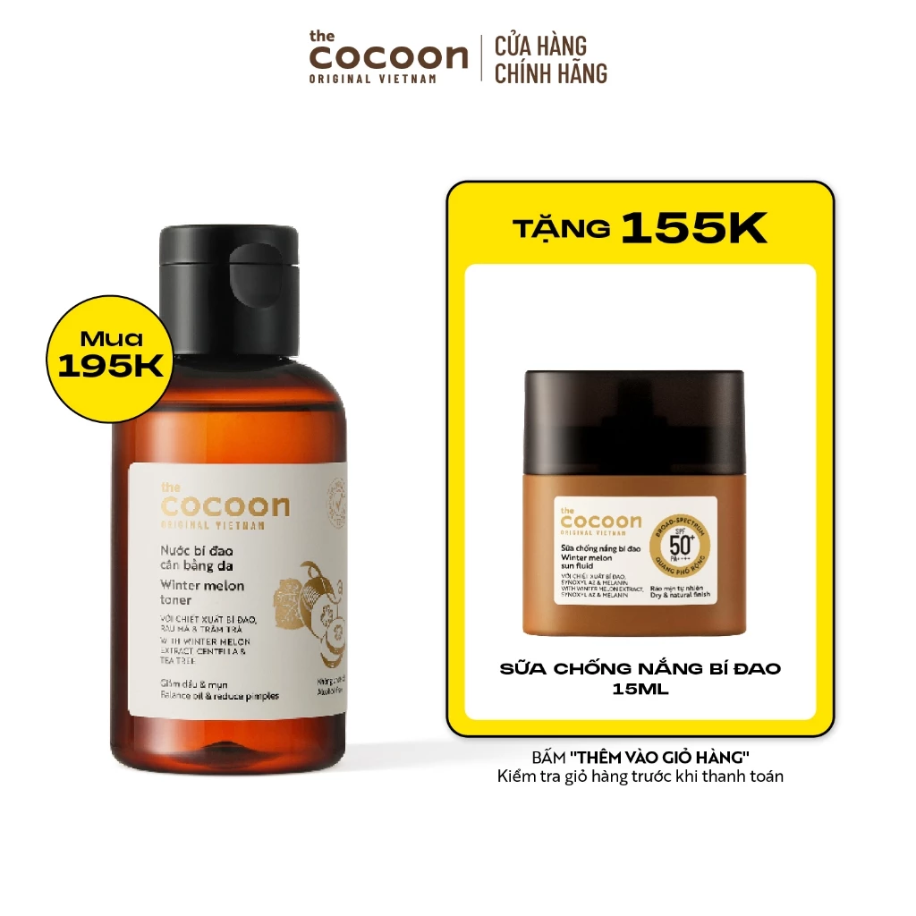 Nước bí đao cân bằng da (toner) Cocoon giảm dầu & mụn 140ml