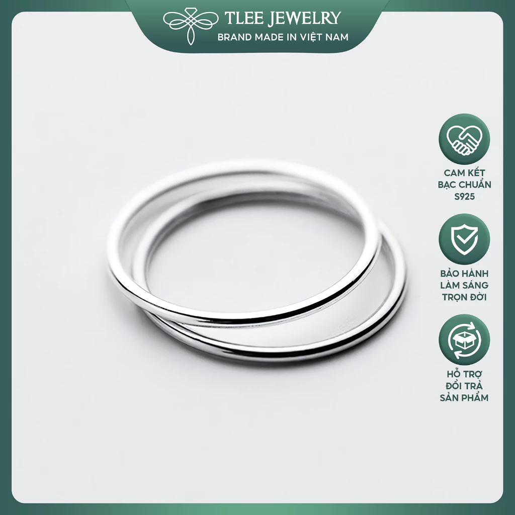 Nhẫn bạc TLEE tròn trơn basic cá tinh, đơn giản TLEE JEWELRY A0297
