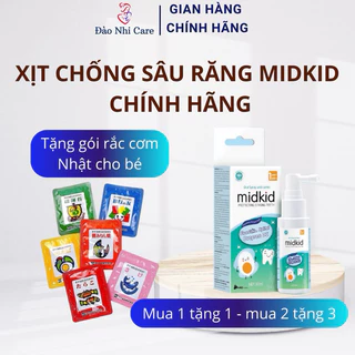 XỊT CHỐNG SÂU RĂNG MIDKID 30ml/20ml Hương Táo, Nho cho bé từ 1 tuổi an toàn nuốt được