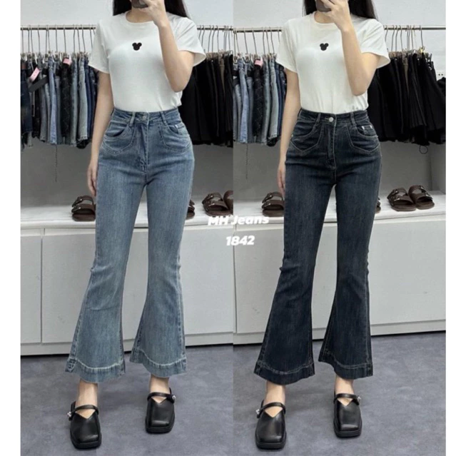 🌷Quần jeans loe lỡ 9tấc Túi Kiểu dành cho nấm xinh( dài 89cm)🌷KLii jeans sẵn sll