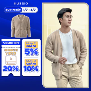 Áo khoác nam Cardigan GRAVAS vải Cottton dệt kim sang trọng, lịch lãm, chuẩn form - HUSSIO