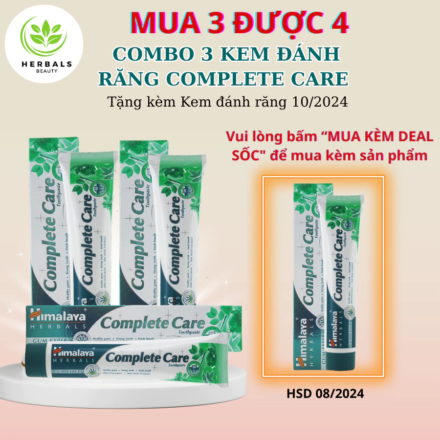 Set 3 kem đánh răng Himalaya Complete Care Toothpaste bảo vệ nướu 100g